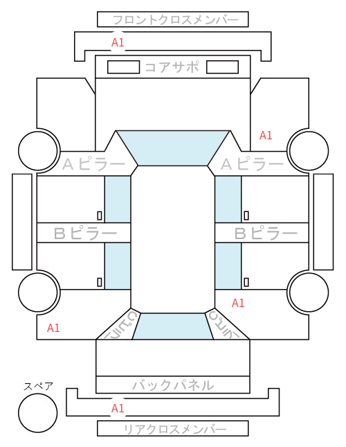 Body condition diagram (damage marks, Japanese labels)