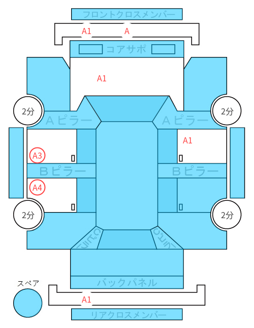 Body condition diagram (damage marks, Japanese labels)