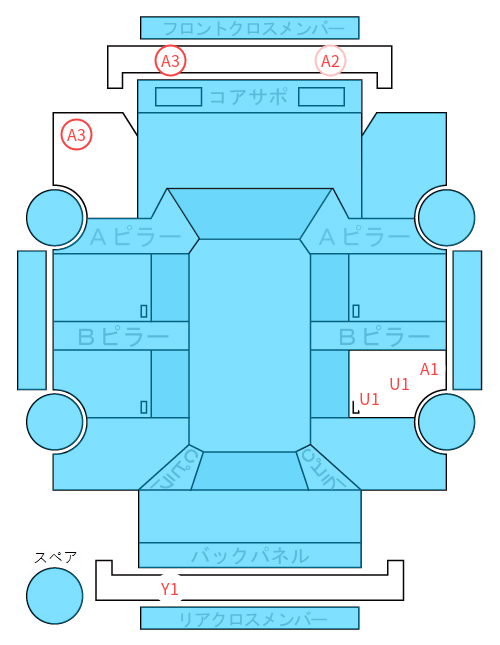 Body condition diagram (damage marks, Japanese labels)