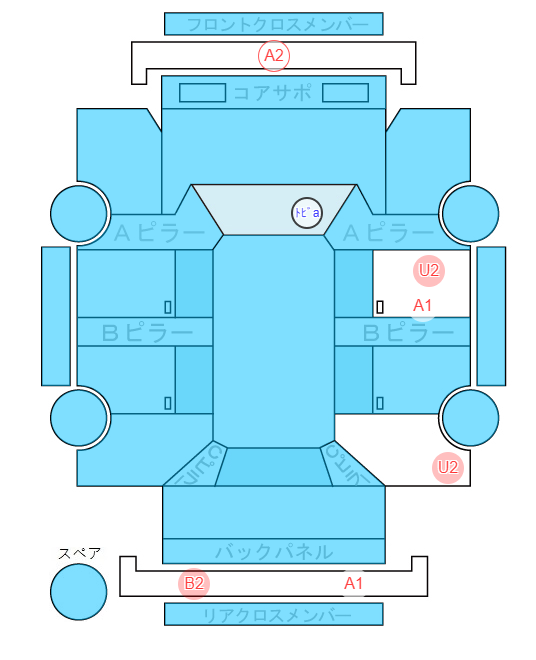 Body condition diagram (damage marks, Japanese labels)