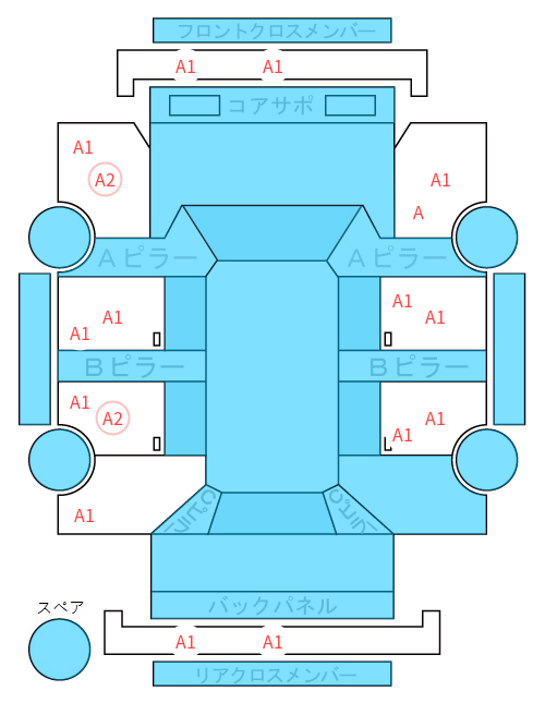 Body condition diagram (damage marks, Japanese labels)