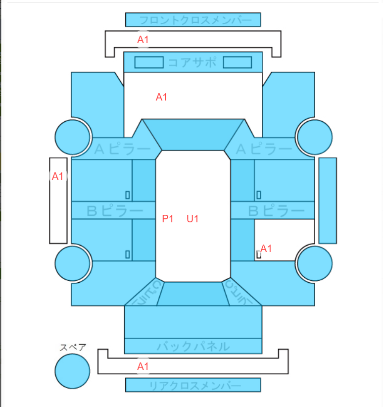 Body condition diagram (damage marks, Japanese labels)