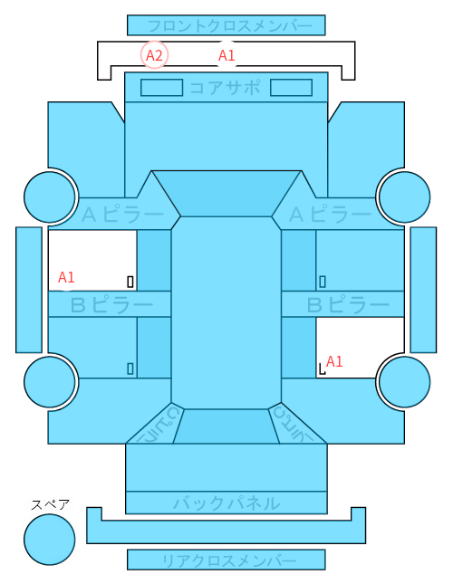 Body condition diagram (damage marks, Japanese labels)
