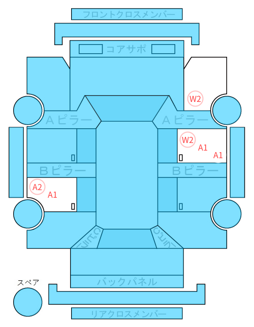 Body condition diagram (damage marks, Japanese labels)