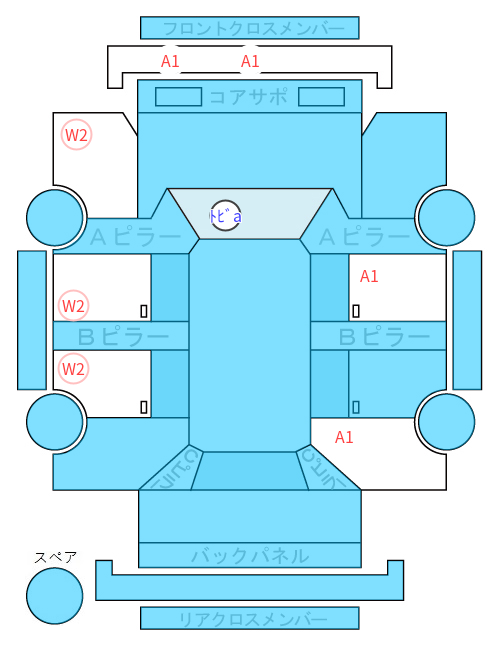 Body condition diagram (damage marks, Japanese labels)