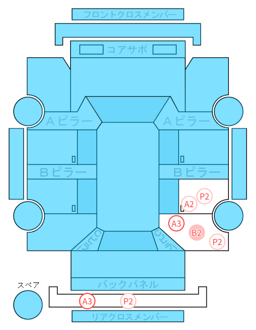 Body condition diagram (damage marks, Japanese labels)