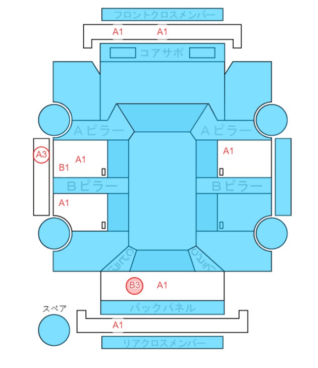 Body condition diagram (damage marks, Japanese labels)