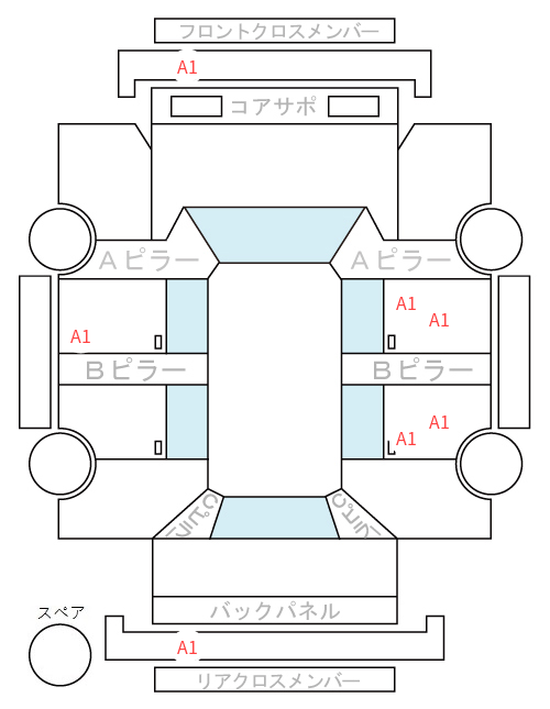 Body condition diagram (damage marks, Japanese labels)