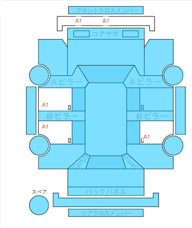 Body condition diagram (damage marks, Japanese labels)