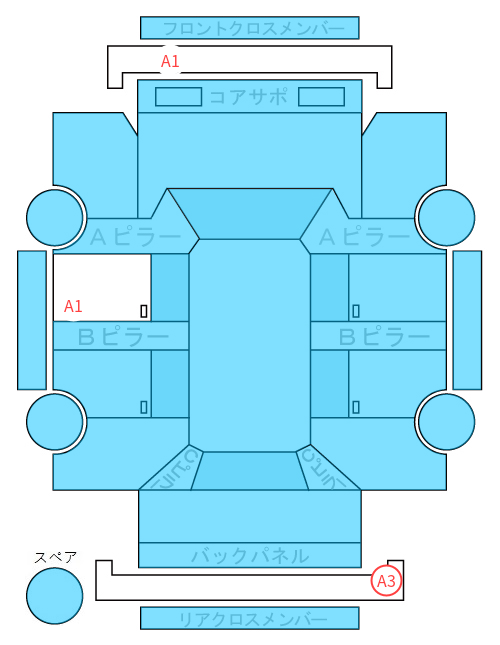 Body condition diagram (damage marks, Japanese labels)