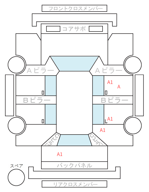 Body condition diagram (damage marks, Japanese labels)