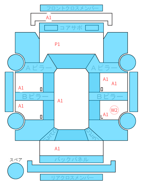 Body condition diagram (damage marks, Japanese labels)