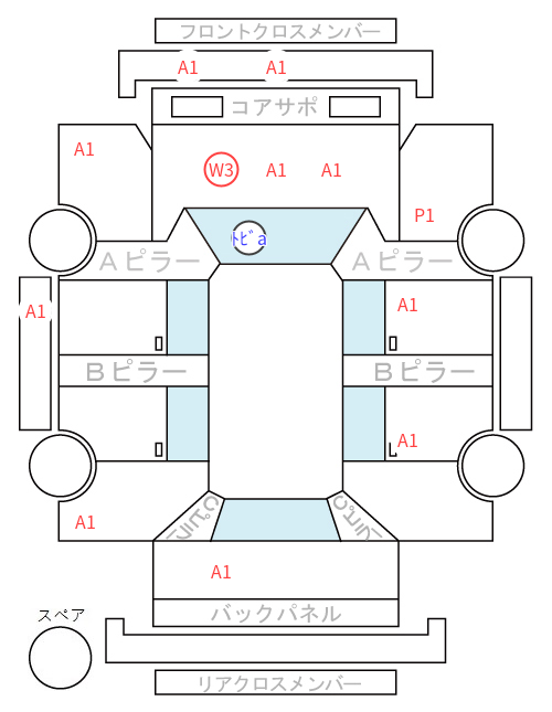 Body condition diagram (damage marks, Japanese labels)