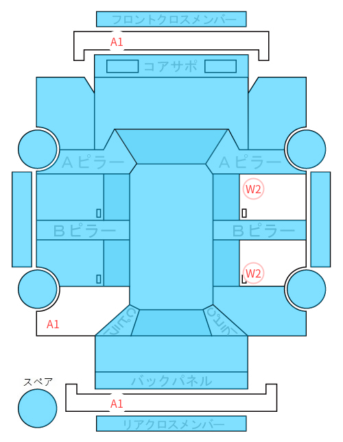 Body condition diagram (damage marks, Japanese labels)