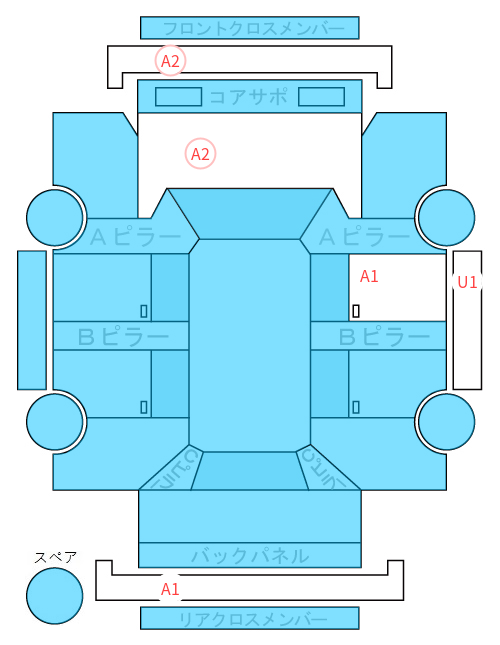 Body condition diagram (damage marks, Japanese labels)