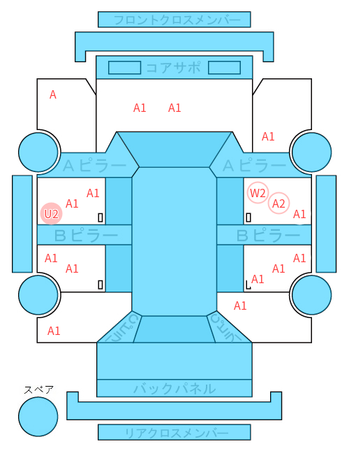 Body condition diagram (damage marks, Japanese labels)
