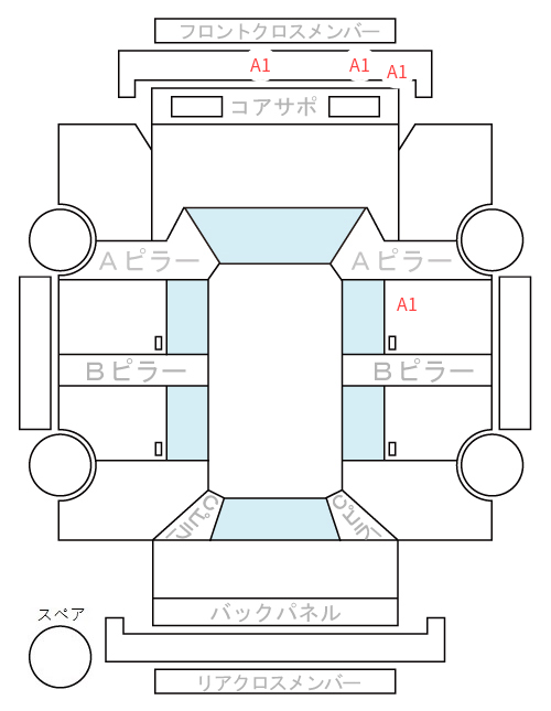 Body condition diagram (damage marks, Japanese labels)