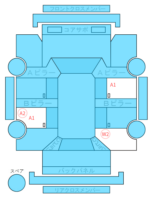 Body condition diagram (damage marks, Japanese labels)