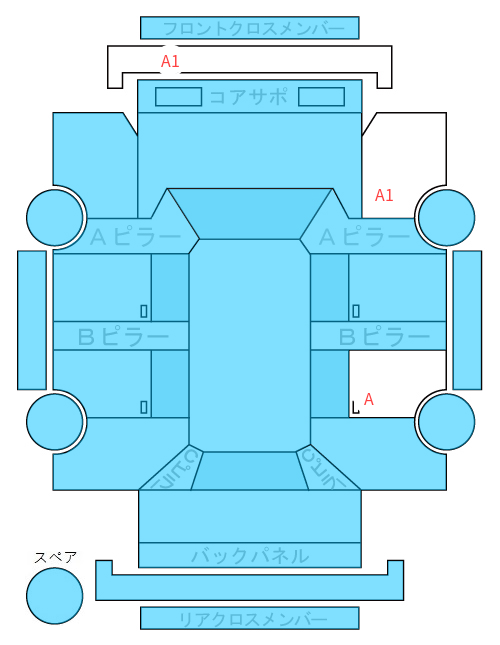 Body condition diagram (damage marks, Japanese labels)