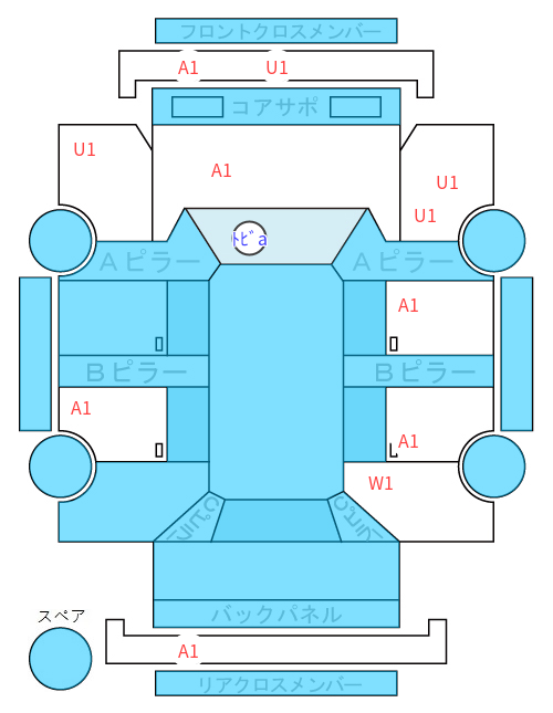 Body condition diagram (damage marks, Japanese labels)