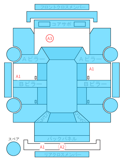 Body condition diagram (damage marks, Japanese labels)