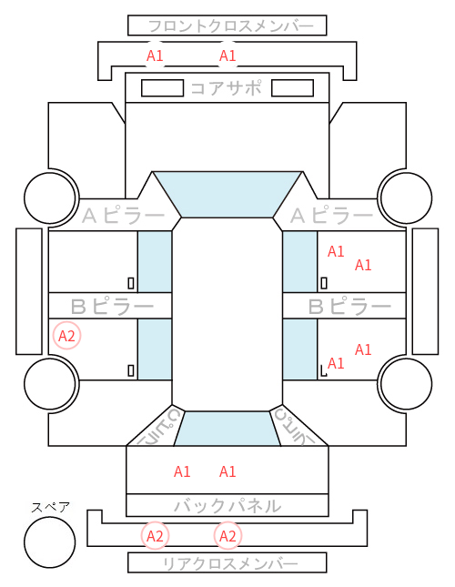 Body condition diagram (damage marks, Japanese labels)