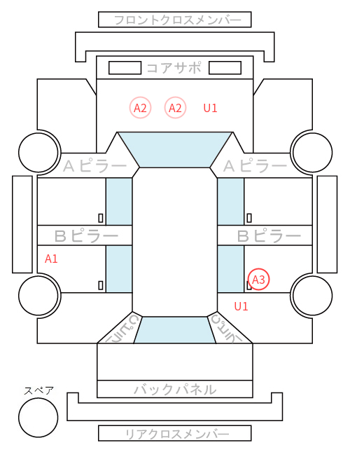 Body condition diagram (damage marks, Japanese labels)