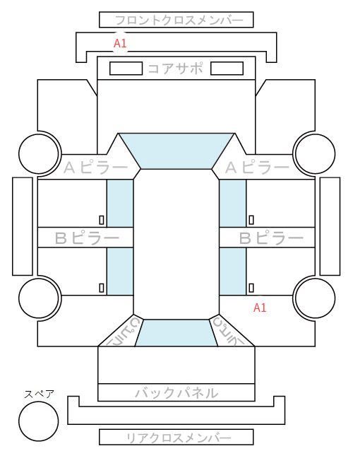 Body condition diagram (damage marks, Japanese labels)