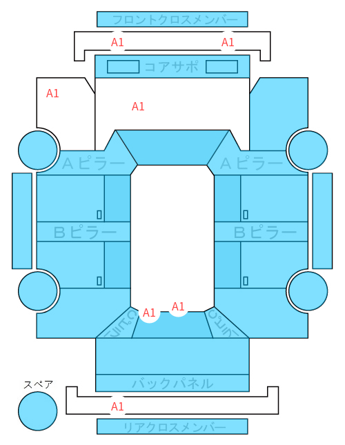 Body condition diagram (damage marks, Japanese labels)