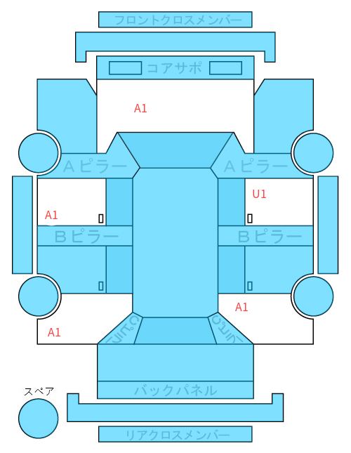 Body condition diagram (damage marks, Japanese labels)