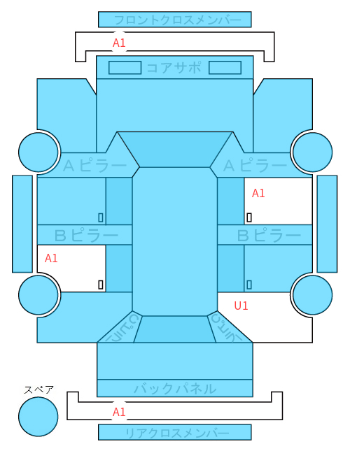 Body condition diagram (damage marks, Japanese labels)