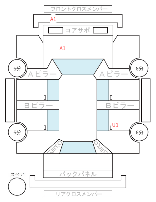 Body condition diagram (damage marks, Japanese labels)