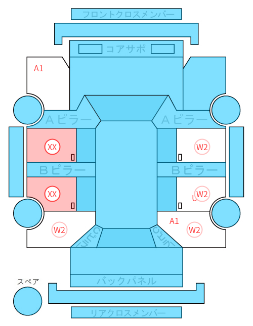 Body condition diagram (damage marks, Japanese labels)