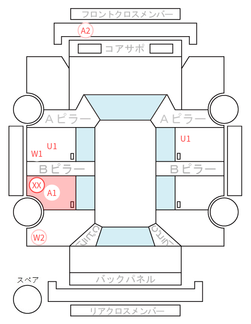 Body condition diagram (damage marks, Japanese labels)