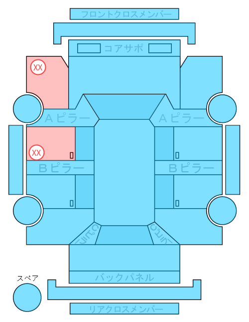 Body condition diagram (damage marks, Japanese labels)