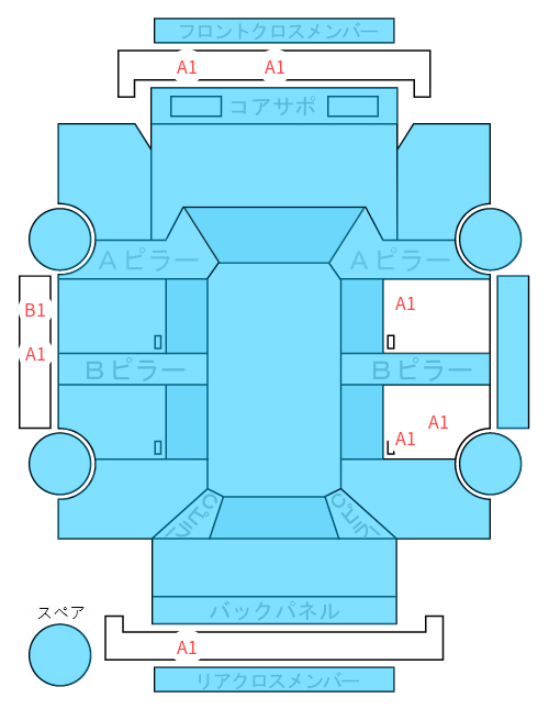 Body condition diagram (damage marks, Japanese labels)