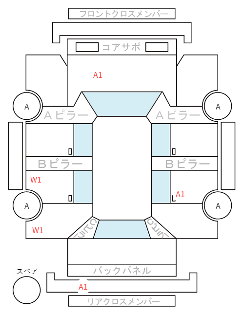Body condition diagram (damage marks, Japanese labels)