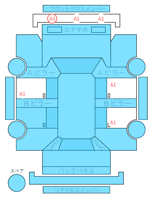 Body condition diagram (damage marks, Japanese labels)