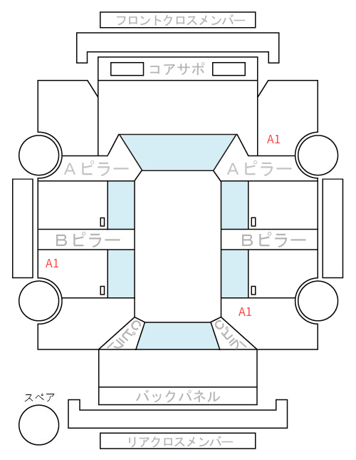 Body condition diagram (damage marks, Japanese labels)