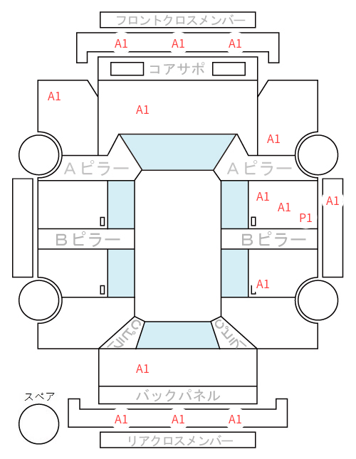 Body condition diagram (damage marks, Japanese labels)
