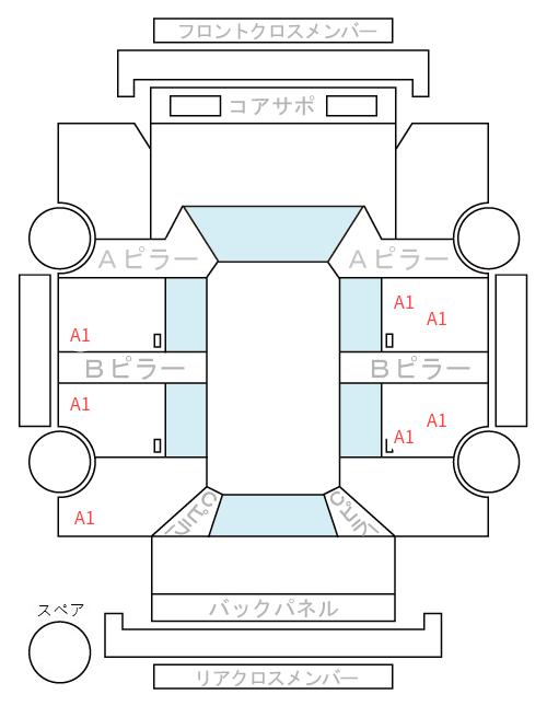 Body condition diagram (damage marks, Japanese labels)
