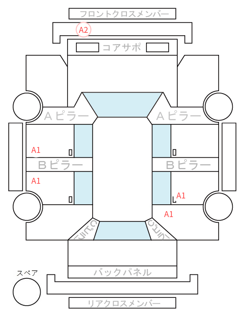 Body condition diagram (damage marks, Japanese labels)