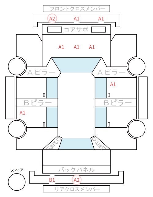 Body condition diagram (damage marks, Japanese labels)