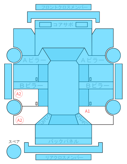 Body condition diagram (damage marks, Japanese labels)