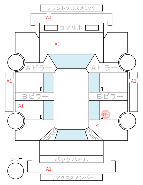 Body condition diagram (damage marks, Japanese labels)