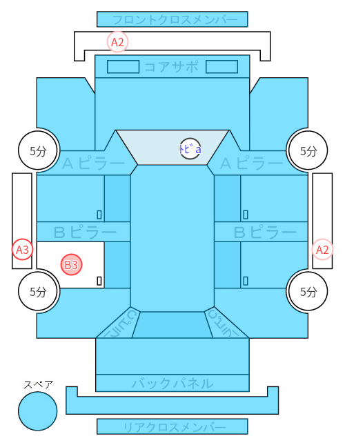 Body condition diagram (damage marks, Japanese labels)