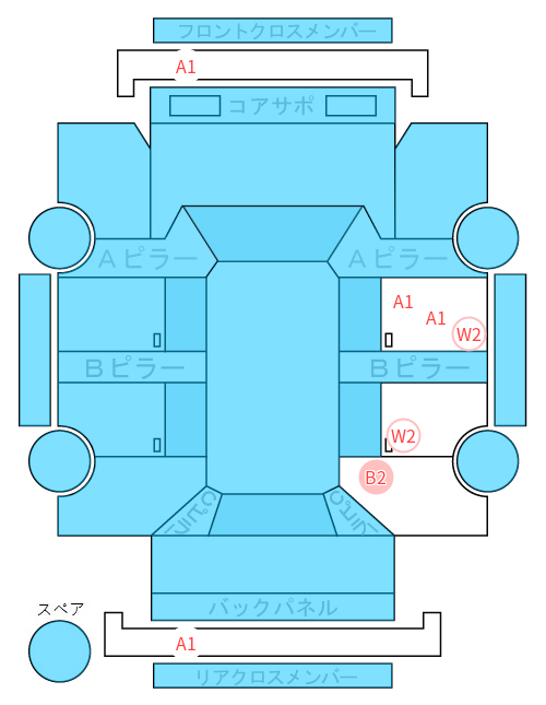 Body condition diagram (damage marks, Japanese labels)