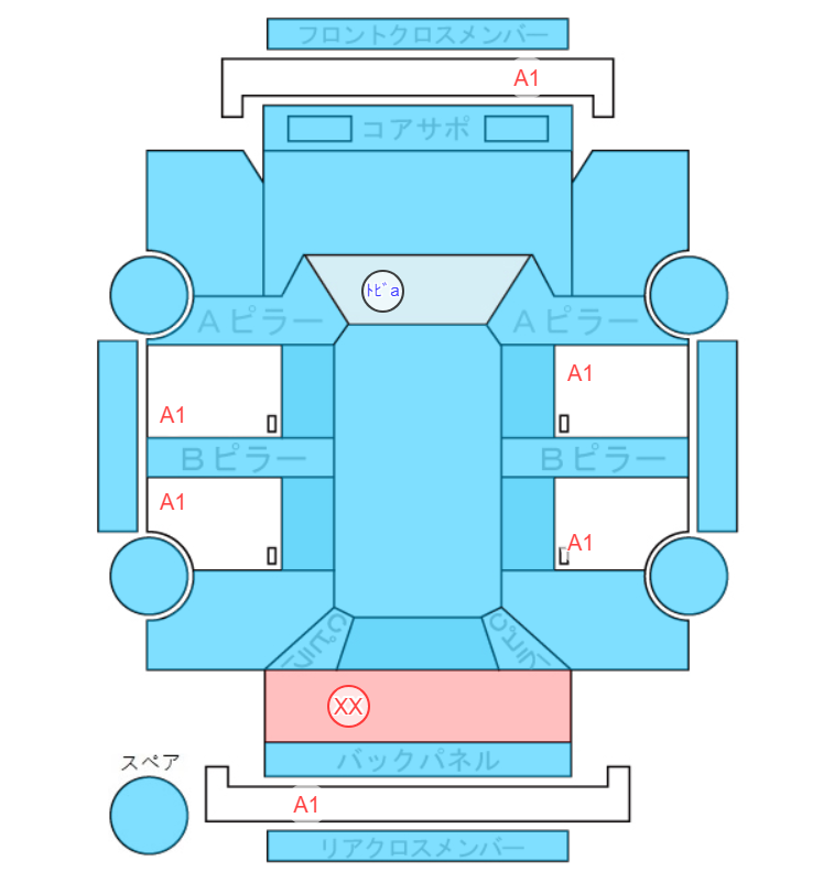 Body condition diagram (damage marks, Japanese labels)