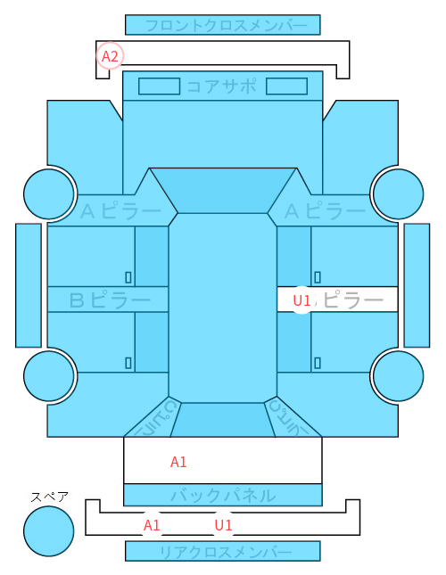 Body condition diagram (damage marks, Japanese labels)