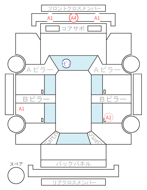 Body condition diagram (damage marks, Japanese labels)